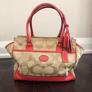 Coach Orange and Canvas Purse